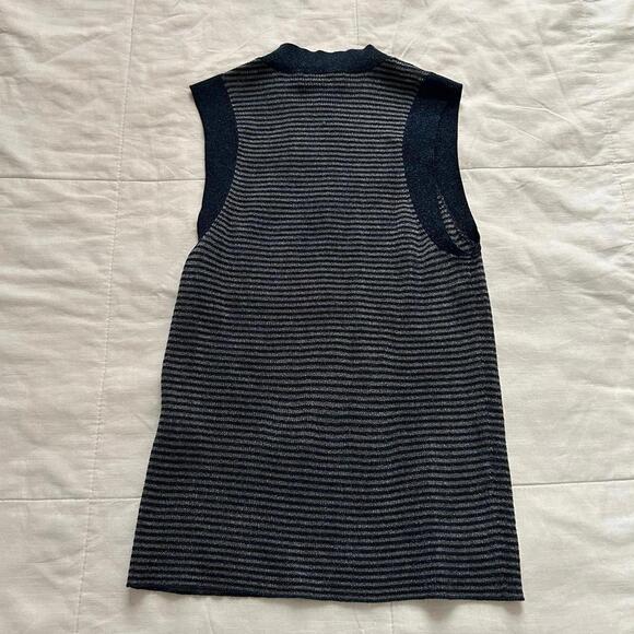 Rag & Bone navy silver grey tinsel striped sleeveless sweater vest Size Small - Picture 5 of 8